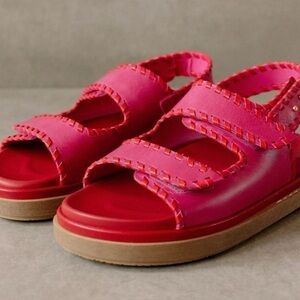 ALOHAS Barrel Slingback Sandal in Red/Pink 37 dad sandals leather woven